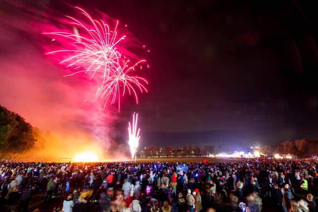 Cosham Bonfire and FirewCosham Bonfire and Fireworks Displayat King George V Playing Field, Cosham, Portsmouth on Wednesday 3rd November 2021Pictured: Fireworks at the eventPicture: Habibur Rahman