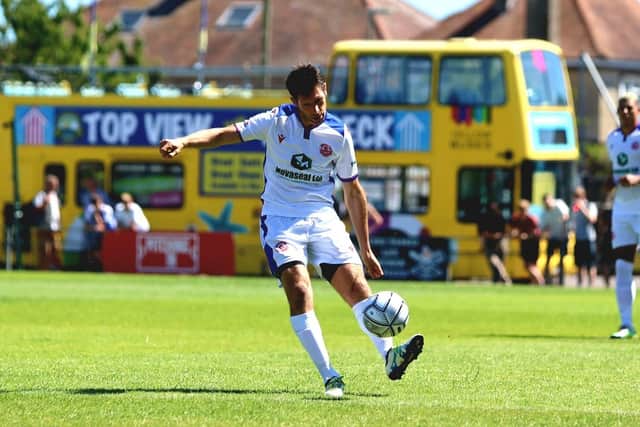 Former Pompey midfielder Danny Hollands joined Gosport this  summer after being released by Eastleigh. Picture by Tom Phillips