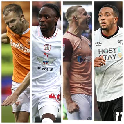 From left-right: Blackpool's Jordan Rhodes, Barnsley's Devante Cole, Pompey's Colby Bishop and Derby's Nathaniel Mendez-Laing are among League One top perforamers, according to website WhoScored.com