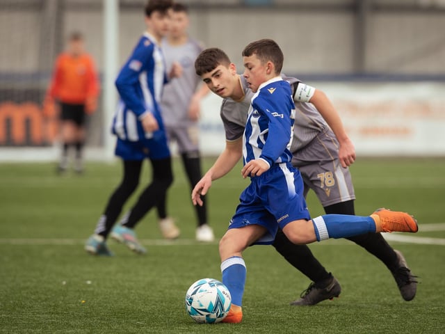 Action from the U15 Campbell McFaull Invitation Cup final between Hayling St Andrews Blue and Hayling St Andrew White. Picture: Keith Woodland (260221-314)