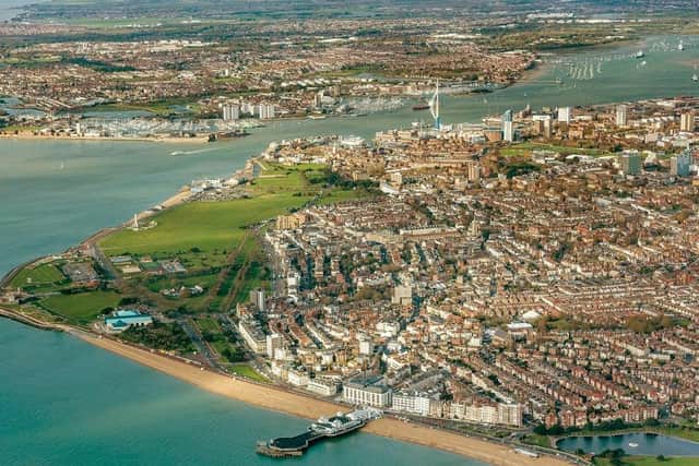 An aerial view looking over Portsmouth, which has benefited from millions in funding thanks to the Solent LEP. Picture: Shaun Roster