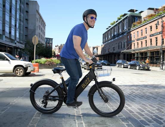 Trying out the new Buzz E-Bike in 2019 in New York City. Photo by Dimitrios Kambouris/Getty Images