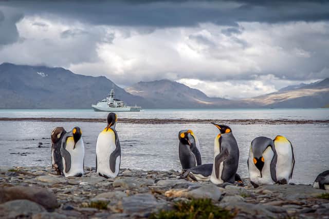 HMS Forth patrols the picturesque South Georgia. Picture: MOD Crown Copyright