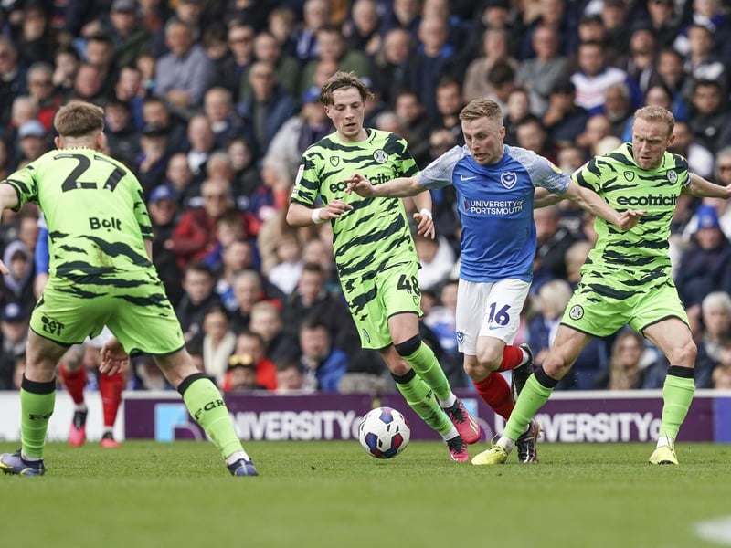 Joe Morrell tries to find a way through in the first half against Forest Green. Picture: Jason Brown
