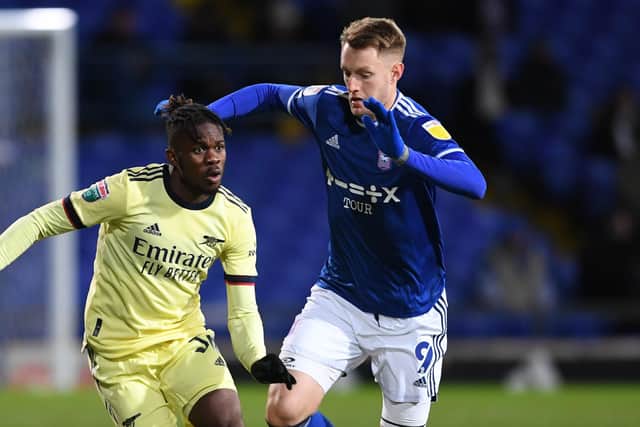 Ipswich striker Joe Pigott has been linked with a move to Pompey   Picture: David Price/Arsenal FC via Getty Images