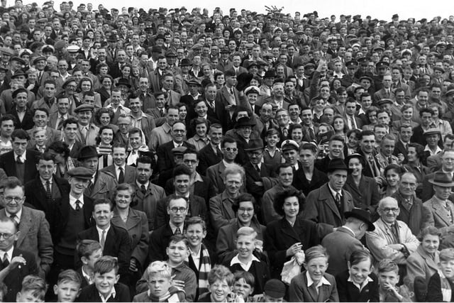 A Fratton Park crowd in the late 1940s.