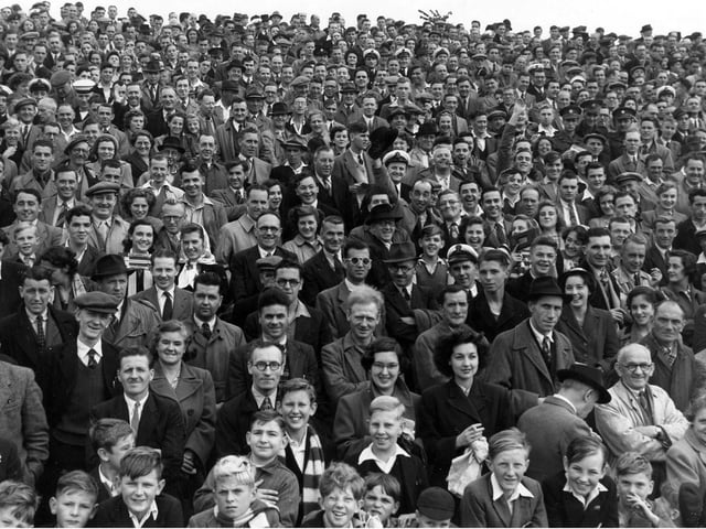 A Fratton Park crowd in the late 1940s.
