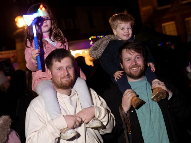 Ben Hall and Scott Hall with Olivia and Parker at the Gosport High Street Christmas Light Switch On