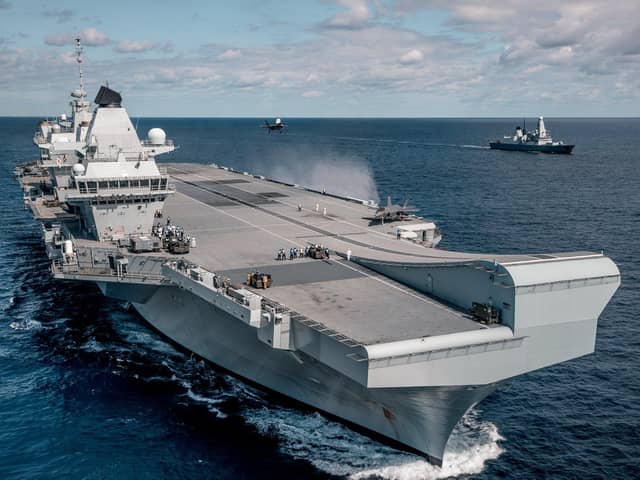 An F-35B Lightning jets landing, taking off and hovering  onboard Britain’s next generation aircraft carrier, HMS Queen Elizabeth for the first time. Photo: Royal Navy
