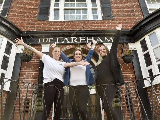 The Fareham Pub in Trinity Street, Fareham, reopened on Friday, December 1, 2023.

Pictured is: (middle) Landlady Bear Whittingham with her sister (left) Suzanne Whittingham and daughter-in-law (right) Kasey Beaven.

Picture: Sarah Standing