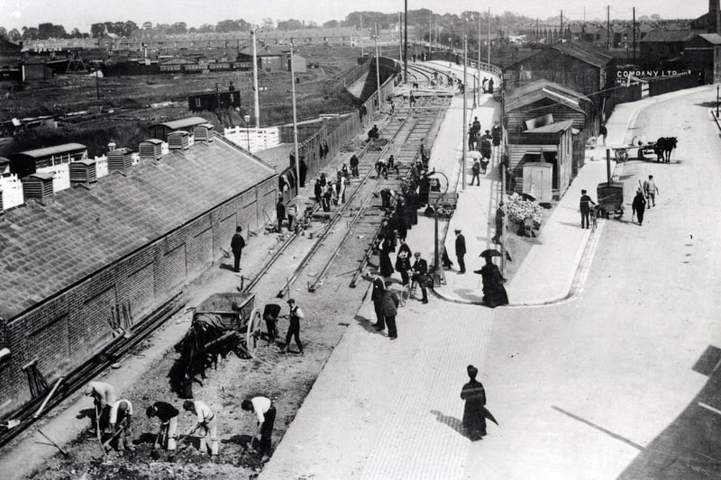 Track being laid in Goldsmith Avenue, Fratton, in 1909. Picture: Paul Costen collection