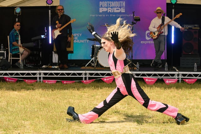 Pictured is: A performer at the Community stage at the Portsmouth Pride Event.

Picture: Keith Woodland