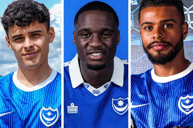 From left to right: Alex Robertson, Christian Saydee and Tino Anjorin and attacking options vying for Pompey inclusion.