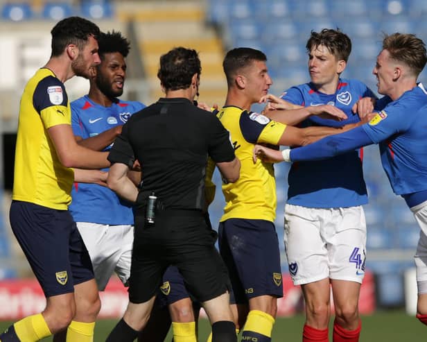 Oxford midfielder Cameron Brannagan, centre, is wanted by Blackpool     Picture: Robin Jones/Getty Images