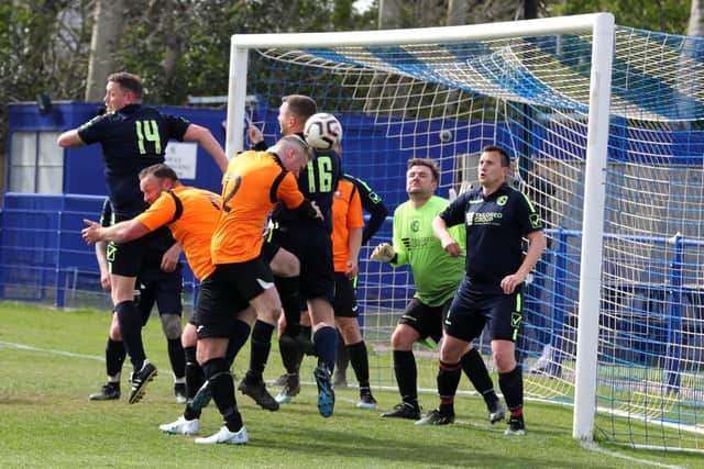 AFC Portchester (orange) v North End Cosmos.
Picture: Sam Stephenson.