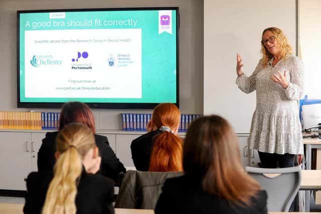 Professor Joanna Wakefield-Scurr from the University of Portsmouth, during the lesson at Park Community School.
Picture: Sarah Standing (311022-1919)