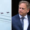 The Red Arrows and defence secretary Grant Shapps. Picture: Habibur Rahman - DANIEL LEAL/AFP via Getty Images.