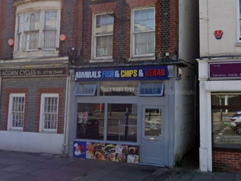 Admirals Fish And Chips And Kebabsat 60 Queen Street, Portsmouth, was rated four on January 4 2024.