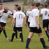 AFC Lakeside Refit celebrate a goal in their win against Cross Keys. Picture by Kevin Shipp