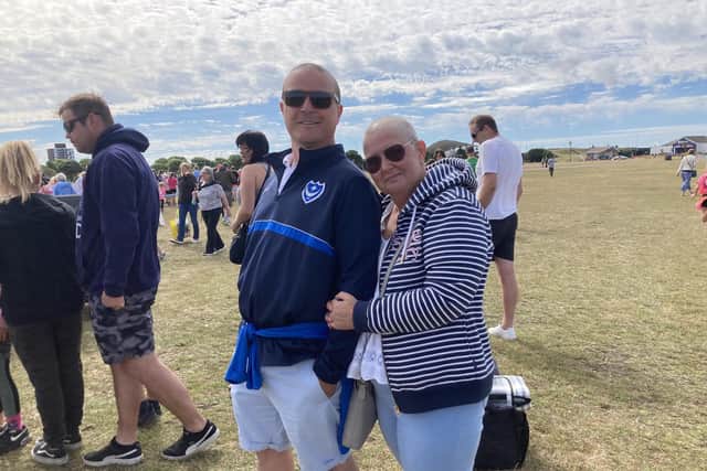 Sarah and Steve Callaby at Pretty Muddy race for cancer research at Southsea Common