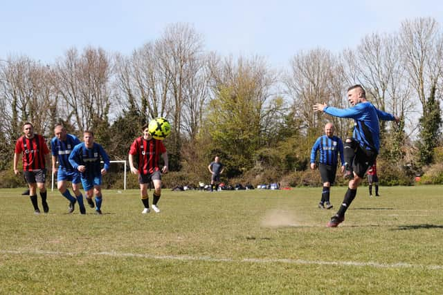 Segensworth take a 2-1 lead against Rowner from the penalty spot. Picture: Kevin Shipp.