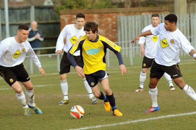 Dan Wooden in action during his first spell at Gosport Borough in 2013. Picture: Paul Jacobs