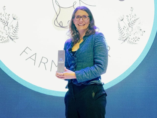 Kayleigh Collett of Westlands Farm Shop celebrates winning Retailer of the Year Picture: Keith Woodland (270321-115)