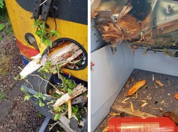 Damage caused to the train. Picture: Network Rail/Twitter