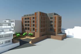 A CGI of the block of flats proposed to be built above the Poundland unit in London Road, North End