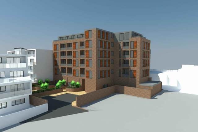 A CGI of the block of flats proposed to be built above the Poundland unit in London Road, North End