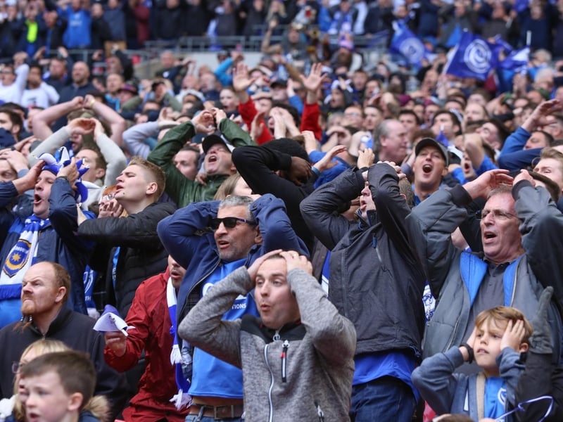 Pompey fans at Wembley against Sunderland in the Checkatrade Trophy final on March 31, 2019. Picture: Habibur Rahman