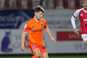Alfie Stanley was among a large number of young Pompey players released in the summer of 2021. He has since played 80 times at Dorchester. Picture: Nigel Keene/ProSportsImages