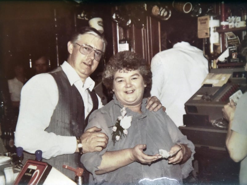 Northcote Pub in Southsea collects.
Pictured is: Lynn's mum & dad (Margaret & Bill Harris) at Lynn and Barry Kewell's wedding reception which was held in their pub The Graham Arms (George Street) on the 27th August 1982.