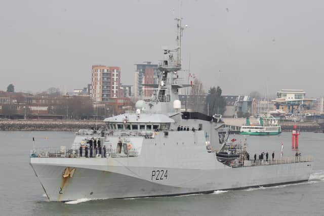 HMS Trent  which will be sent to Guyana in a show of British support for the Commonwealth nation. The South American nation is in a dispute with Venezuela over a mineral-rich border region. HMS Trent will take part in joint exercises with Guyana after Christmas. Photo credit should read: Andrew Matthews/PA Wire