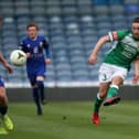 Conor Bailey, right, in action on his final Moneyfields appearance against Baffins Milton Rovers in last Thursday's Portsmouth Senior Cup final  at Fratton Park. Picture: Chris Moorhouse