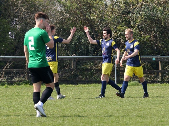 Pelham Arms celebrate during their Challenge Cup victory over FFTP. Picture: Sam Stephenson