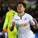 Daniel James hadn't made a first-team league appearance when he impressed Robbie Blake for Swansea against Pompey in the Premier League Cup in May 2017. Picture: GEOFF CADDICK/AFP via Getty Images