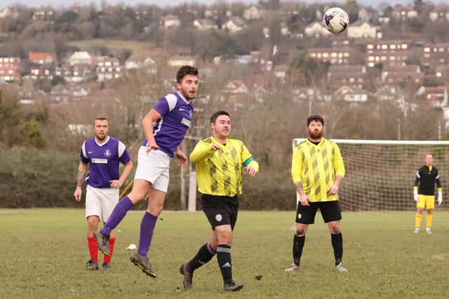 Fort Cumberland (purple/white) v Freehouse B. Picture by Kevin Shipp