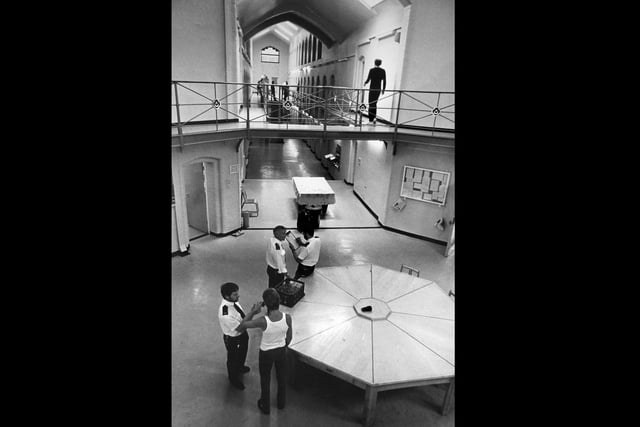 The centre point of the prison pictured in August 1988