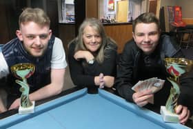 From left - Jamie Wilson, event sponsor and Greenbaize SC owner Debbie Ealy, Oliver Sykes.