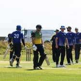 Portsmouth celebrate the wicket of Sarisbury's Matt Journeaux during their Southern Premier League win at St Helens. Picture by Sam Stephenson
