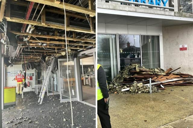 Firefighters rushed to tackle a blaze which took place at the University of Portsmouth library in Cambridge Road. Picture: HIWFRS