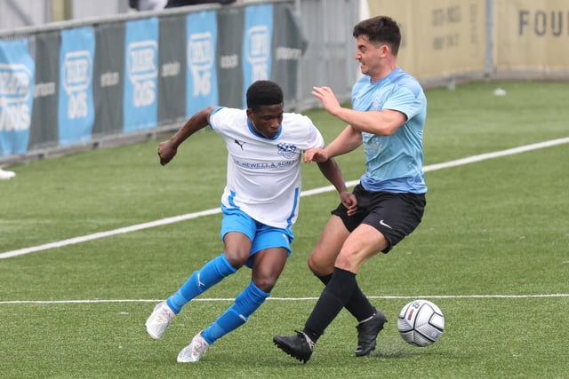 Wicor Mill (blue) v AC Copnor. Picture by Kevin Shipp