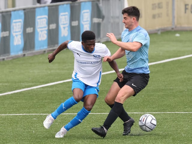 Wicor Mill (blue) v AC Copnor. Picture by Kevin Shipp