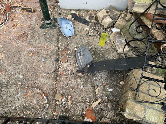 Images from the scene of a two-car collision in Alverstoke - which saw three people arrested - show the extent of damage caused during the incident.