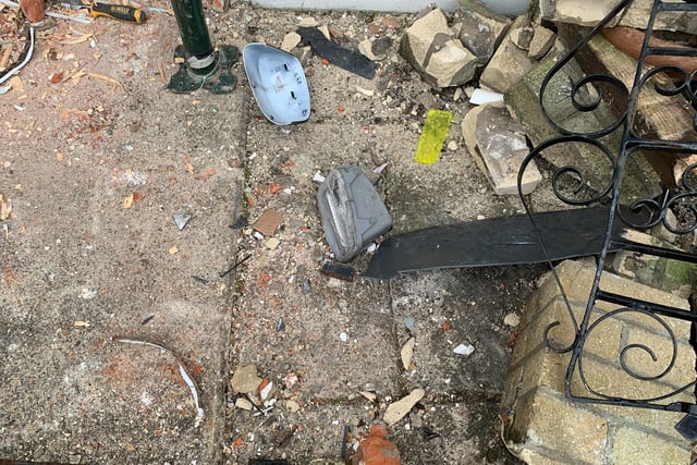 Images from the scene of a two-car collision in Alverstoke - which saw three people arrested - show the extent of damage caused during the incident.