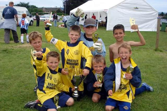 Rutherford (third from right) playing for Moneyfields under-nines. He was diagnosed with aortic stenosis as a child.