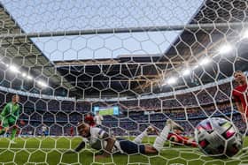 Raheem Sterling, seen here after England's semi-final leveller against Denmark, has been one of England's standout performers at Euro 2020. AP Photo/Frank Augstein.