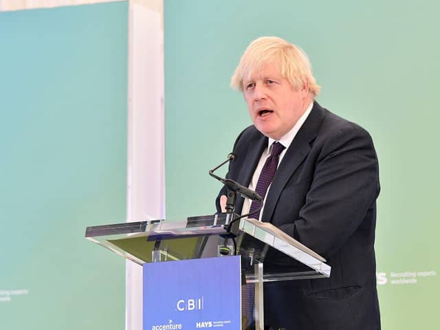 Boris Johnson lost his train of thought during the 2021 CBI annual conference, held at The Port of Tyne, South Shields. Picture by FRANK REID