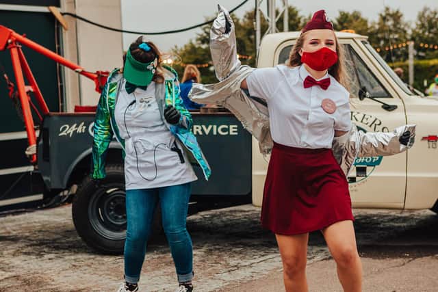 Two members of the team at The Secret Cinema event at Goodwood partying before the film began. Picture: Luke Dyson.